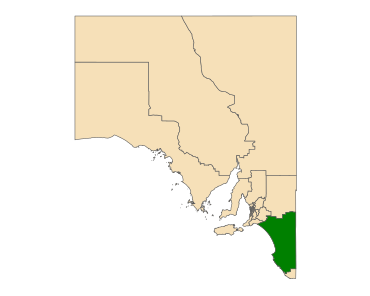 Map of South Australia with electoral district of MacKillop highlighted