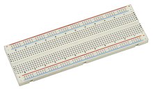 Solderless breadboard with dual bus strips on both sides Electronics-White-Breadboard.jpg