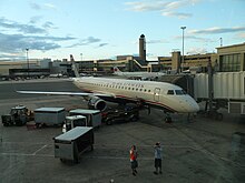 Embraer E-190. Similarly to JetBlue, US Airways and at one time, Air Canada both operated the Embraer 190 as part of their mainline fleets. Embraer 190 (US Airways) Boston.jpg