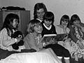 Enjoying a bedtime story at the Royal Victoria School for the Blind, Newcastle upon Tyne, 1982 (TWAM ref. E.NC18-24). (15888548351).jpg