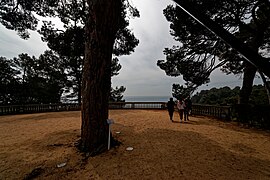 Ermita de Santa Cristina (Lloret de Mar) - Platja de Santa Cristina - View South from under the "Pi Centenari" (100 years old Pine Tree), centre of 24th july festivities in honour of Santa Cristina.jpg