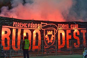 Krisztian Lisztes of Ferencvarosi TC celebrates after scoring a