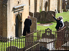 Filming in Blockley Churchyard