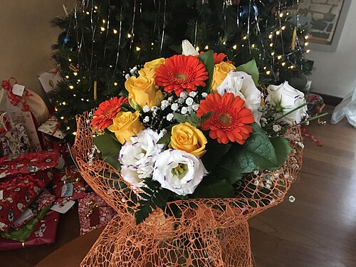 Flower bouquet for a newborn in Christmas