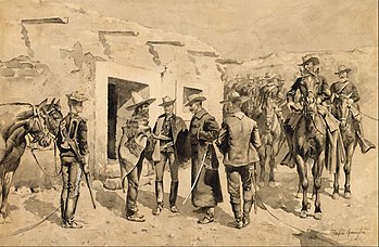 U. S. Cavalry Hunting Garza Men on the Rio Grande, 1894, akwarela