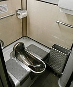 'n Hurktoilet op 'n Japannese trein.