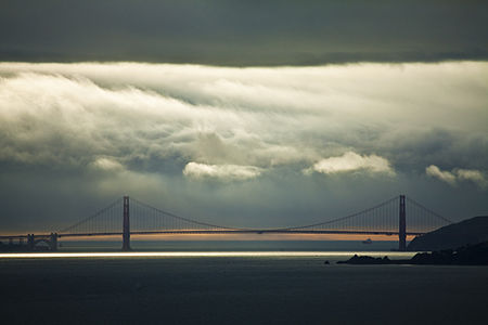 Golden Gate bridge, cloudy sunset