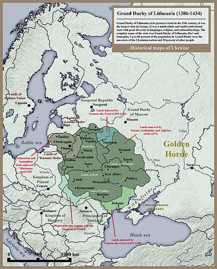 Position of Grand Duchy of Lithuania in Eastern Europe until 1434.