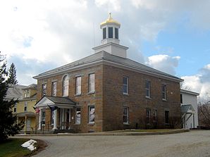 The court house from 1824, built from marble from the quarries on Isle La Motte