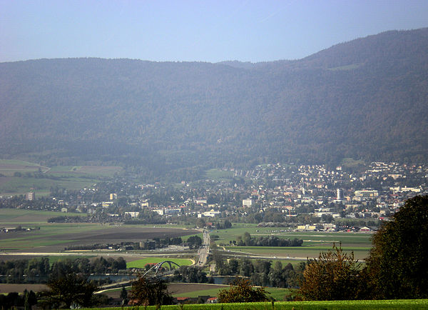 Grenchen and the bridge over the Aare river