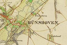 Hünshoven auf der Urkatasterkarte von 1846