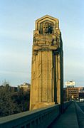 Guardians of Traffic pylon on Hope Memorial Bridge in Cleveland (1932)