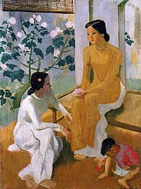 To Ngoc Van, Deux Jeunes filles et un enfants, 1944, oil on canvas, Museum of Fine Arts, Hanoi Hai thieu nu va em be.JPG
