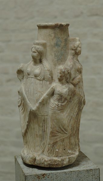 Triple Hecate and the Charites, Attic, 3rd century BCE (Glyptothek, Munich)