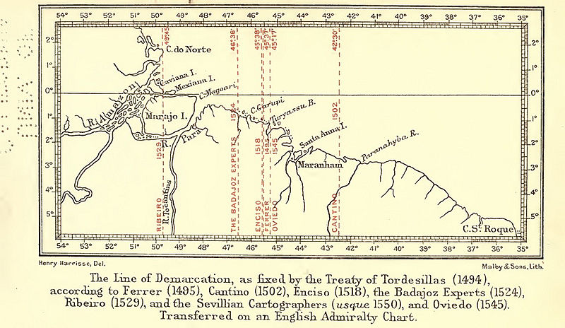 File:Henry Harisse, Ligne de démarcation selon le Traité de Tordesillas, 1494-1.jpg