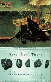 The medieval painting St Nicholas Rebukes the Tempest by Bicci di Lorenzo on the cover of Here Nor There by Bernard O'Donoghue, Chatto & Windus, 1999 Here Nor There O'Donoghue St Nicholas.jpg