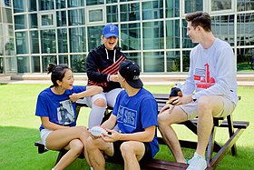 Students of different nationalities at an international school in Shanghai, China, 2017. The school does not have a school uniform. High school students, SAS Pudong.jpg