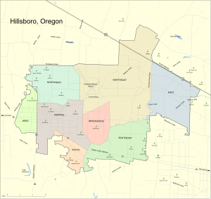 Map of Hillsboro and school locations as of 2008 Hillsboro Map.svg