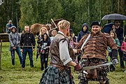 English: Historical reenactment (reconstruction), Scottish mercenaries. Belarusian state museum of folk architecture and life, Minsk district, Belarus Беларуская: Гістарычная рэканструкцыя, шатландскія наёмнікі. Беларускі дзяржаўны музей народнай архітэктуры і побыту, Мінскі раён, Беларусь Русский: Историческая реконструкция, шотландские наёмники. Белорусский государственный музей народной архитектуры и быта, Минский район, Беларусь