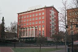 Grand Hotel Tammer, Tampere, a former hotel belonging to the Sokos Hotels chain, which has been a part of the Radisson Blu hotel chain since 2016. Hotel Tammer in Tampere Nov2011 003.jpg