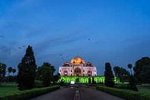 Humayun's tomb illuminated in tricolors on 15th August 2022. Humayun's Tomb in Indian Tricolour.jpg