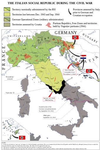 Territory of the Italian Social Republic and the South Kingdom