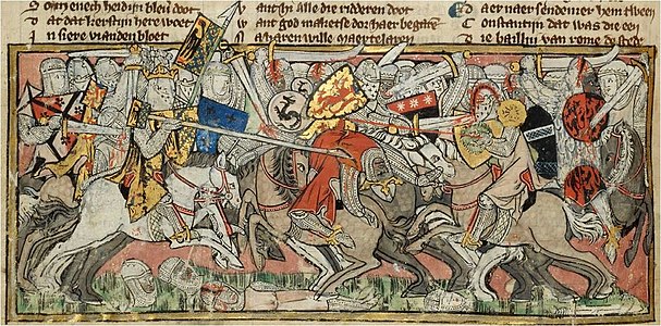 Charlemagne Killing a Moor, c. 1330 (note the round shields of the Moors)