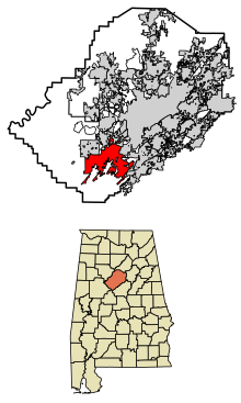 Jefferson County Alabama Incorporated and Unincorporated areas Bessemer Highlighted 0105980.svg