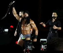 The Singh Brothers helped Jinder Mahal to retain the WWE Championship during his reign Jinder Mahal and Singh Bro (cropped).jpg