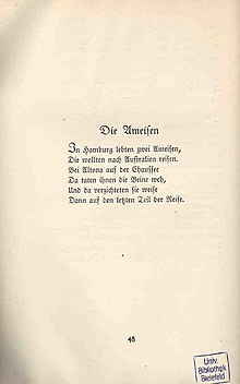 In: Kuttel Daddeldu (Ausgabe von 1924 ohne die beiden Schlussverse und nunmehr mit „dann“ statt mit „denn“ in Vers 6)