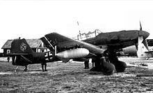 Un Junkers Ju 87R avec ses réservoirs supplémentaires.