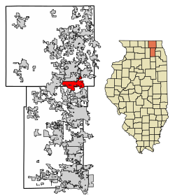Location of Algonquin in Kane and McHenry Counties, Illinois