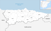 Gemeinden und Comarcas in der autonomen Gemeinschaft Asturien