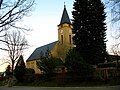 Evangelical Lutheran church: hall church built in 1933 with rectory built onto it