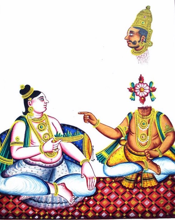 Krishna slays Shishupala at the Rajasuya Yajña of Yudhishthira