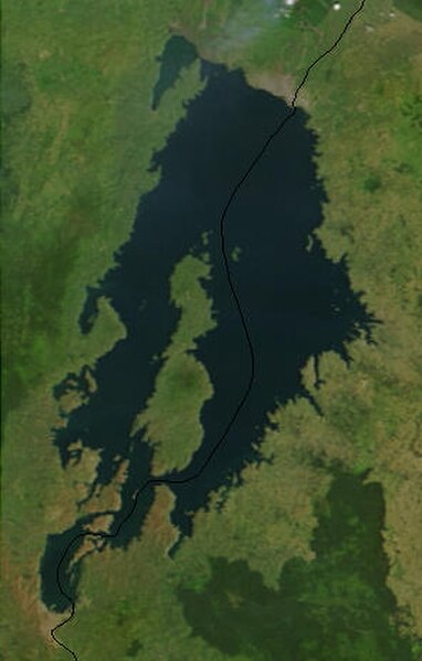 Satellite image of Lake Kivu courtesy of NASA.