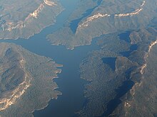 An aerial view of the lake