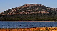 Mt. Scott in the Wichita Mountains looms over Lake Lawtonka.