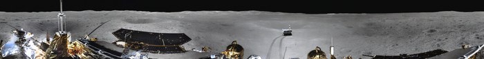 Панорама посадочной площадки «Чанъэ-4» на обратной стороне Луны 15 февраля 2019 года