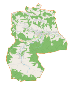 Mapa konturowa gminy Lipnica Murowana, po lewej nieco na dole znajduje się punkt z opisem „Rajbrot”