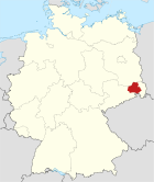 Mapa Niemiec, zaznaczona pozycja dystryktu Budziszyna