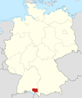 Kart som viser Landkreis Ravensburgs beliggenhet i Tyskland