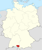 Map of Germany, position of the district of Ravensburg highlighted