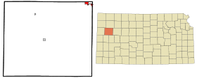 Logan County Kansas Incorporated and Unincorporated areas Oakley Highlighted.svg