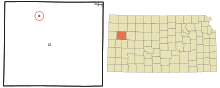 Logan County Kansas Sisällytetyt ja rekisteröimättömät alueet Winona Highlighted.svg