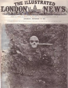 Photographie du crâne de Broken Hill, publiée dans le Illustrated London News, le samedi 19 novembre 1921.