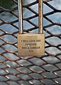 Lovelocks on the King's Head Bridge over the River Lea to the west of Leyon Marsh near Leyton.