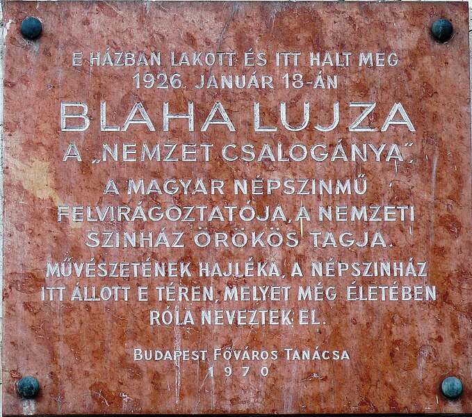 File:Lujza Blaha plaque Budapest07.jpg