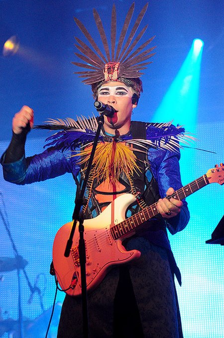 Steele performing with Empire of the Sun in Wellington (2008).