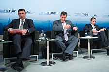 Vitali Klitschko, Leonid Slutsky and Irakli Garibashvili at the 50th Munich Security Conference 2014. MSC 2014 Klychko-Slutsky-Garibashvili Kleinschmidt MSC2014.jpg